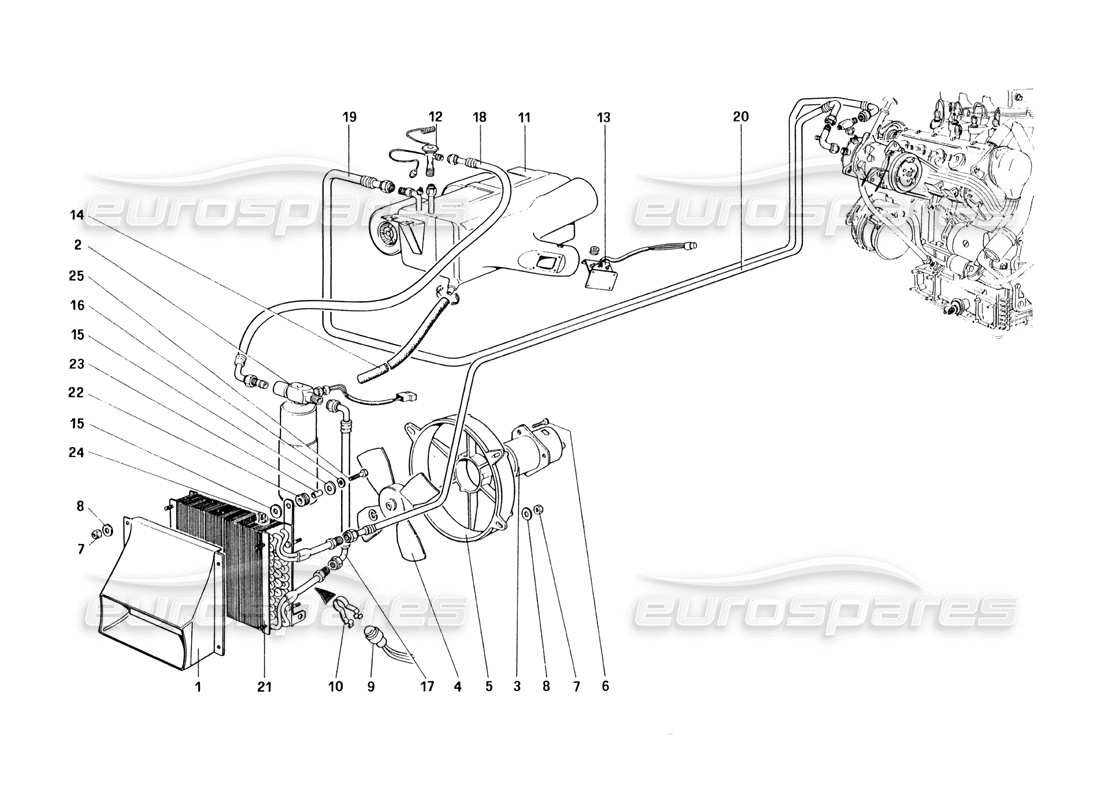 ferrari 328 (1985) teilediagramm der klimaanlage