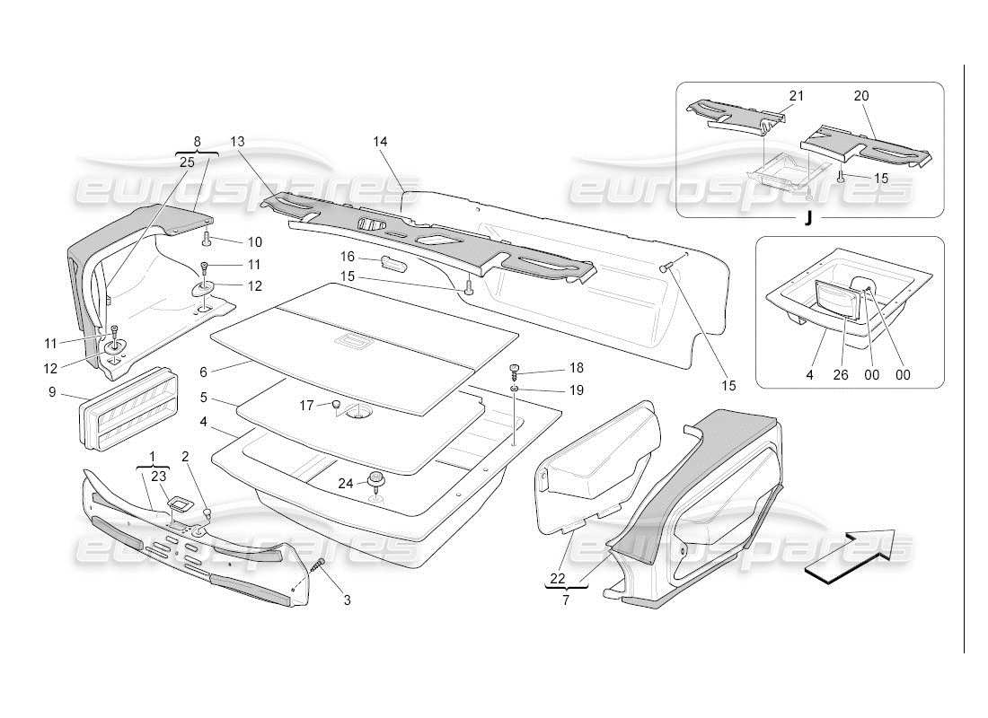 maserati qtp. (2007) 4.2 auto gepäckraummatten ersatzteildiagramm