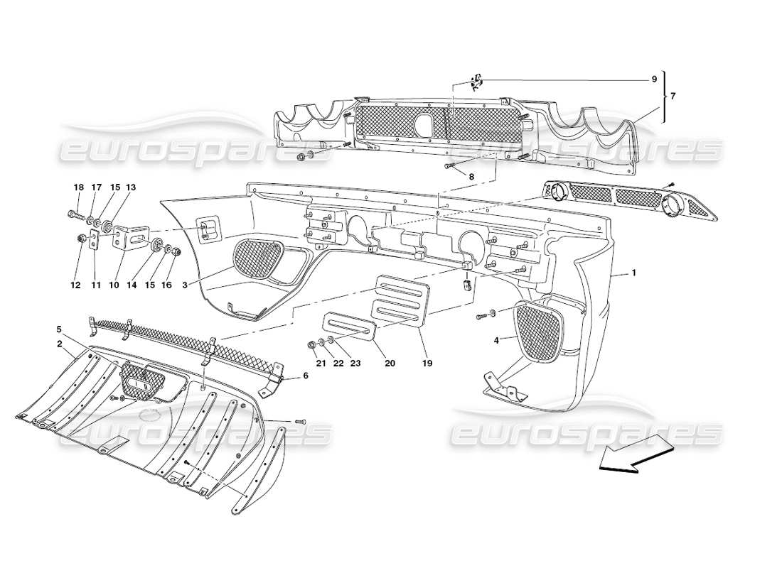 ferrari 430 challenge (2006) hintere stoßstange teilediagramm