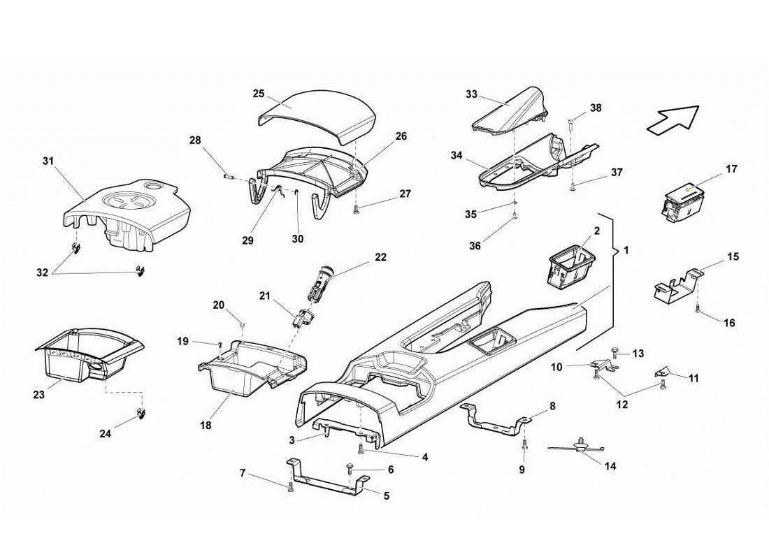 lamborghini gallardo lp560-4s update hinterer tunnel teilediagramm