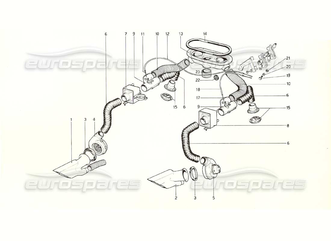 ferrari 308 gt4 dino (1976) teilediagramm des heizsystems