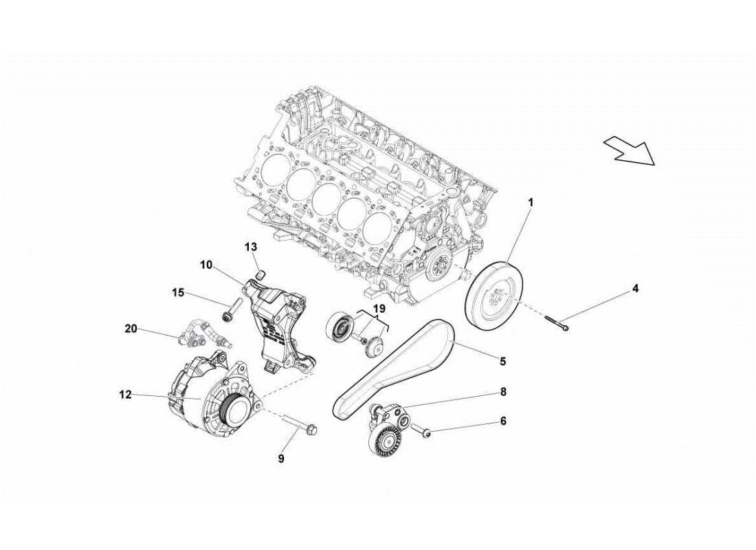 lamborghini gallardo sts ii sc teilediagramm für lichtmaschine und riemen