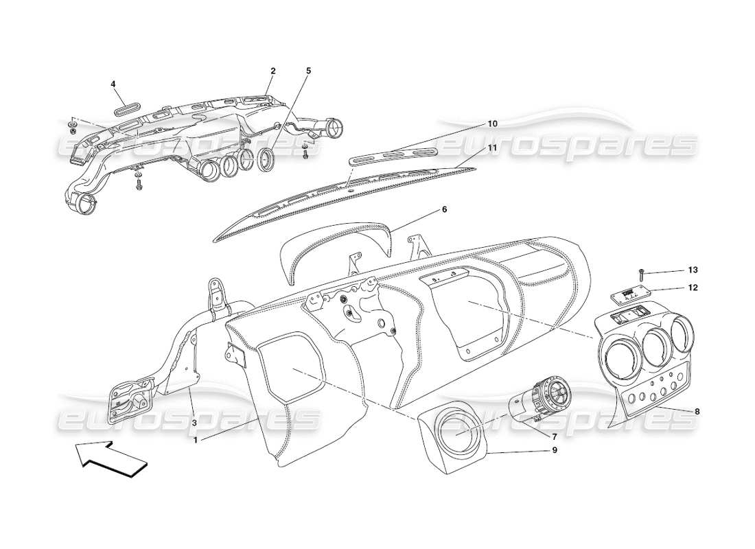 ferrari 430 challenge (2006) armaturenbrett teilediagramm