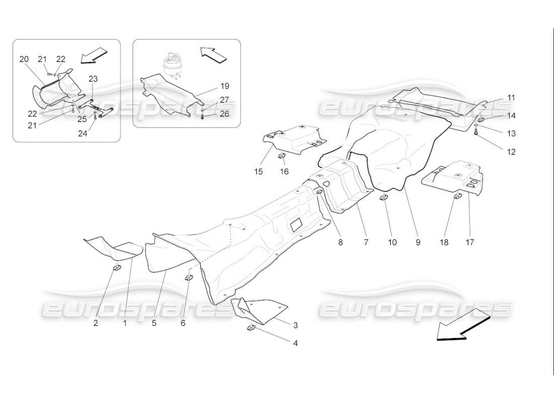 maserati qtp. (2007) 4.2 f1 wärmedämmplatten im fahrzeuginneren - teilediagramm