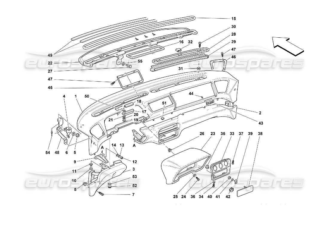 ferrari 355 (2.7 motronic) armaturenbrett teilediagramm