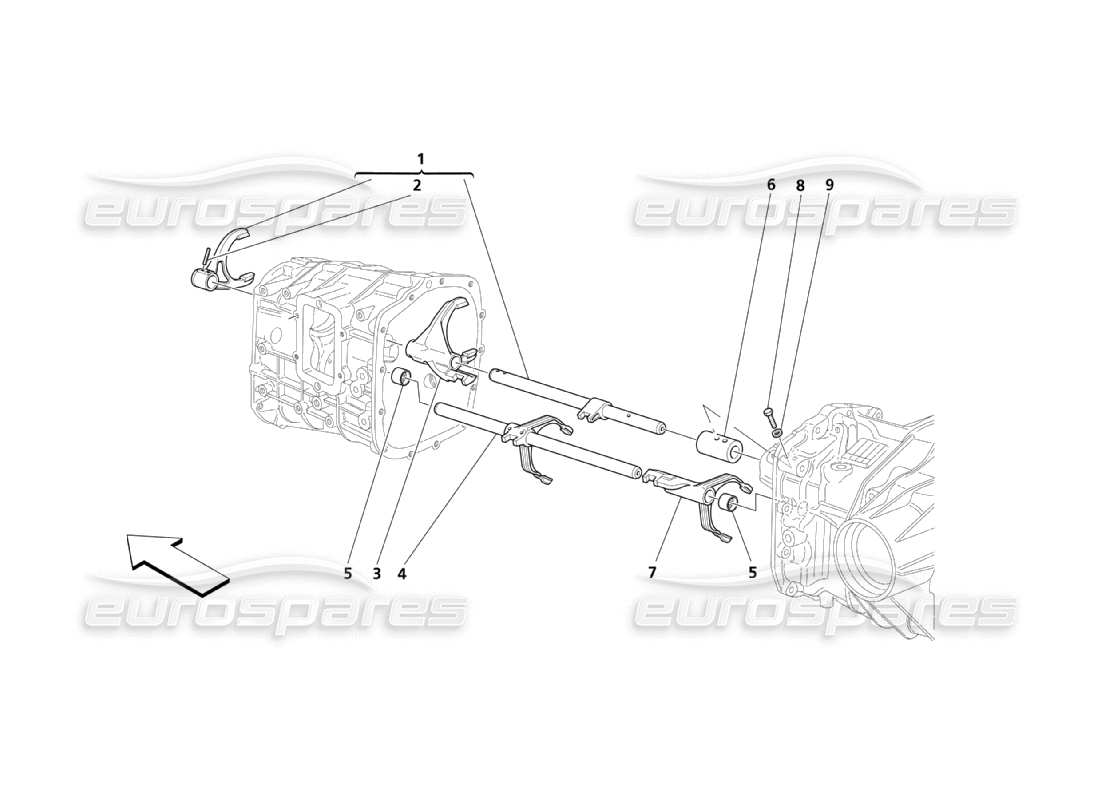 maserati qtp. (2003) 4.2 innere getriebesteuerung teilediagramm