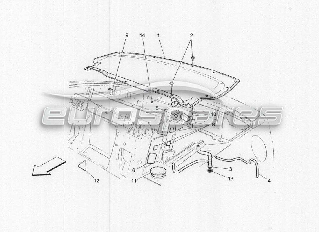 maserati grancabrio mc centenario elektrisches system: teilediagramm des oberen gehäuses