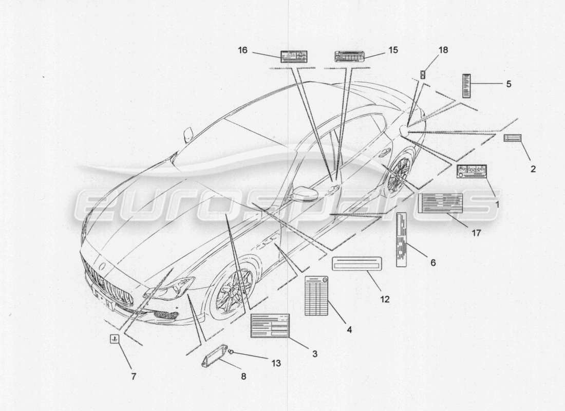 maserati qtp. v8 3.8 530bhp 2014 auto aufkleber und etiketten ersatzteildiagramm