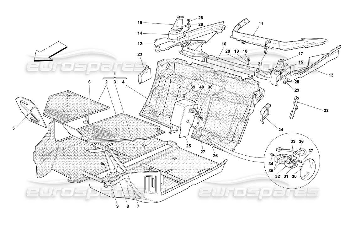 ferrari 355 (2.7 motronic) teilediagramm für fahrgastraumteppiche