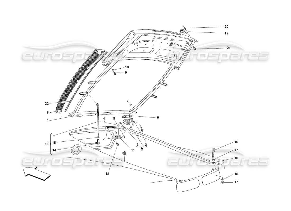 ferrari 430 challenge (2006) teilediagramm der motorhaube