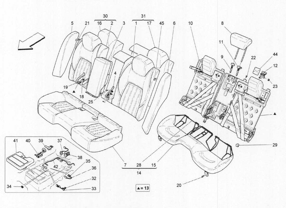 maserati qtp. v6 3.0 bt 410bhp 2015 rücksitze teilediagramm