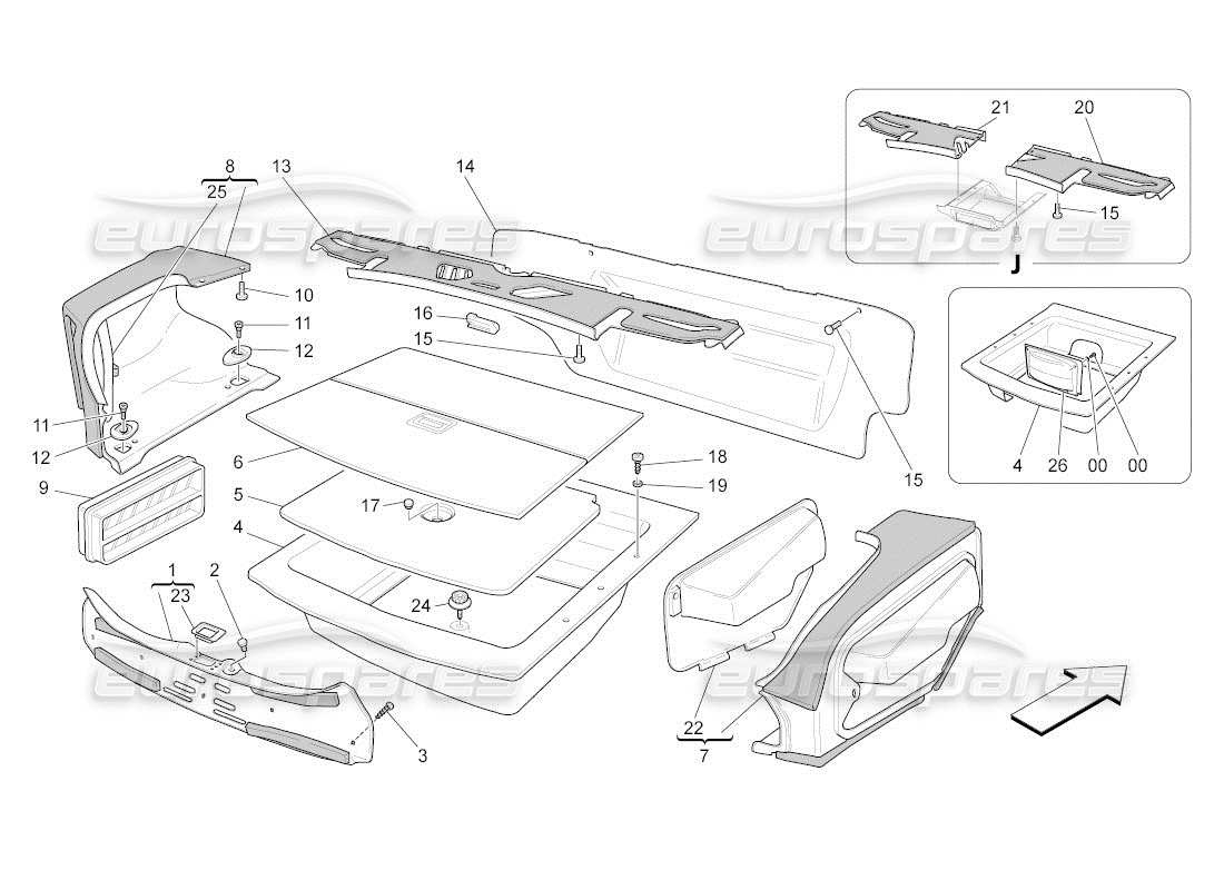 maserati qtp. (2011) 4.2 auto gepäckraummatten teilediagramm