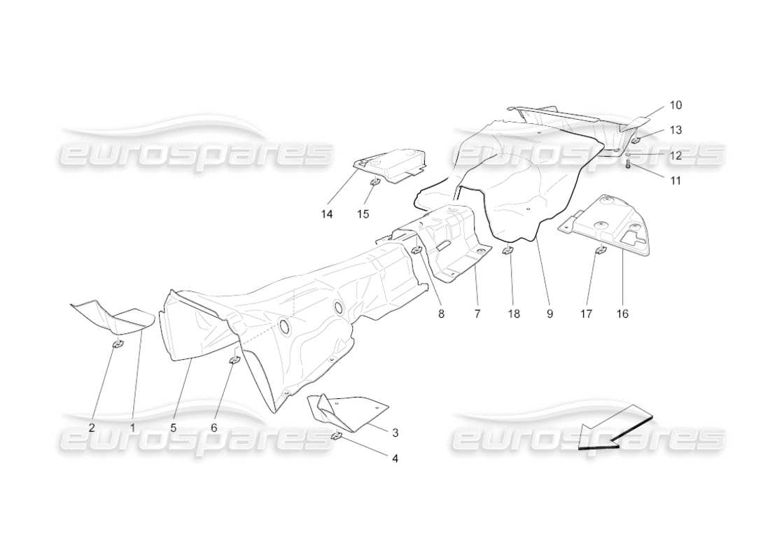 maserati grancabrio (2010) 4.7 wärmedämmplatten im fahrzeuginneren - teilediagramm