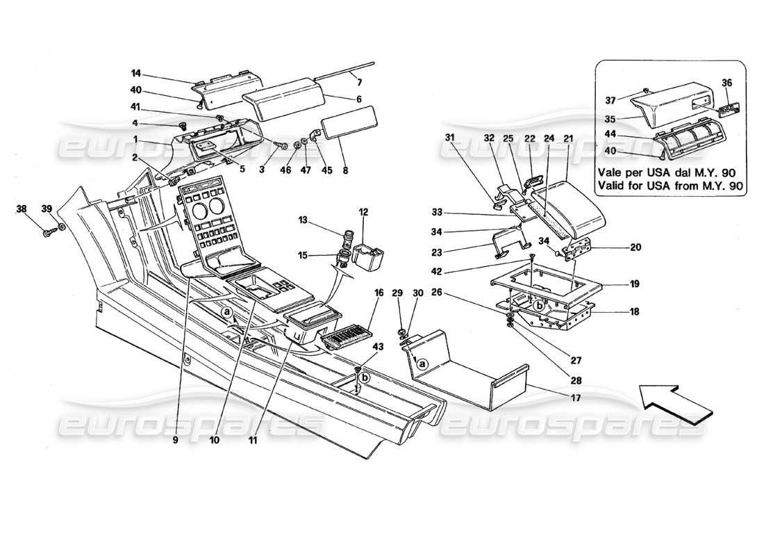 ferrari 348 (1993) tb / ts tunnel - zubehörteile-diagramm