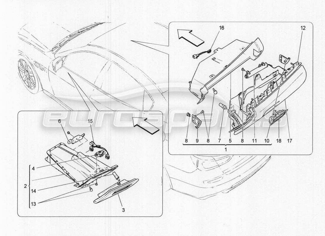 maserati qtp. v8 3.8 530bhp 2014 auto handschuhfächer ersatzteildiagramm