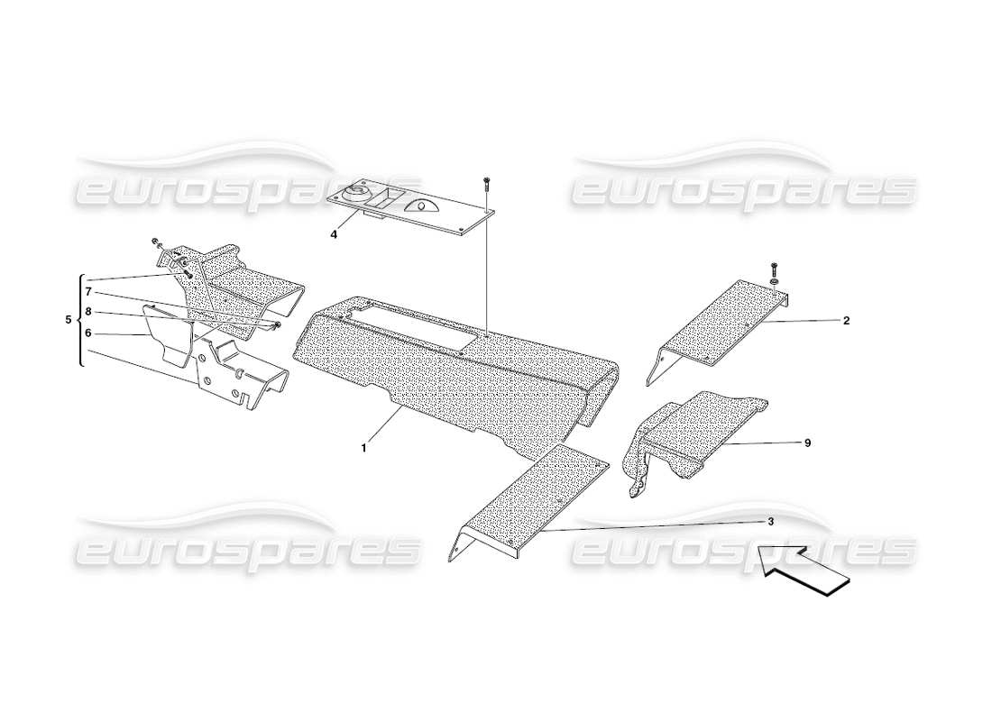 ferrari 430 challenge (2006) tunnel - rahmen und zubehörteile diagramm