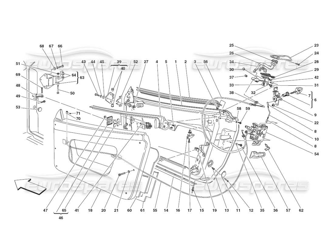 ferrari 430 challenge (2006) türen - rahmen und verkleidungen - teilediagramm