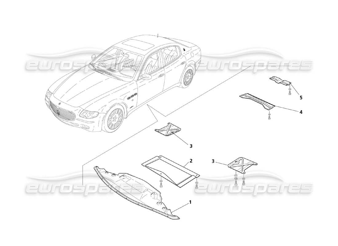 maserati qtp. (2003) 4.2 flache boden- und unterbodenschutzbleche teilediagramm