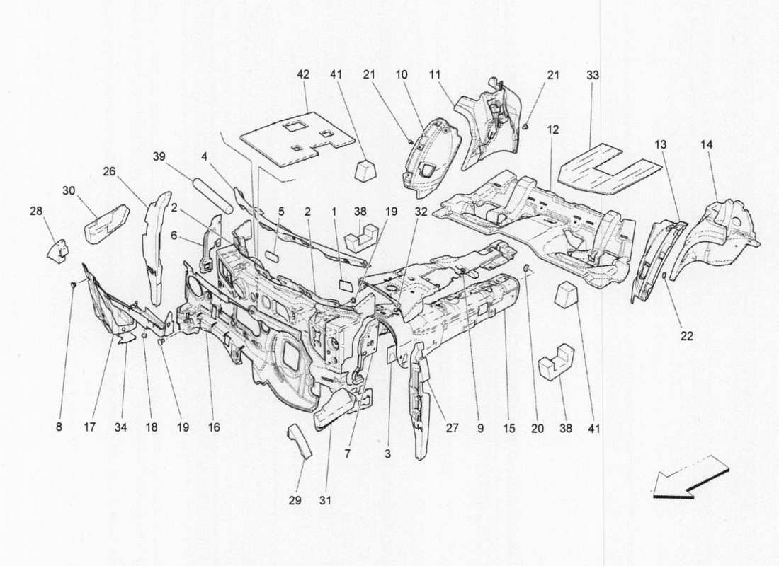 maserati qtp. v6 3.0 bt 410bhp 2015 schalldämmplatten innenteildiagramm