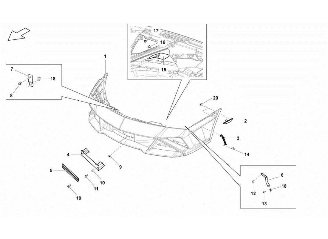 lamborghini gallardo sts ii sc vordere stoßstangen teilediagramm