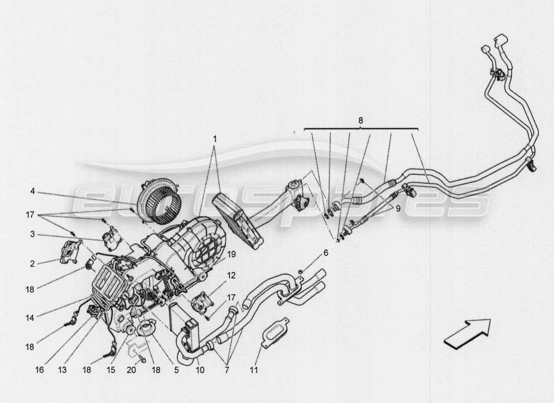 maserati qtp. v8 3.8 530bhp auto 2015 a c-einheit: diagramm des elektronischen steuergerätteils