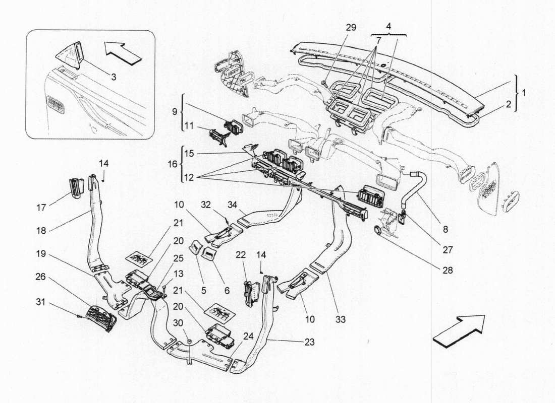 maserati qtp. v6 3.0 bt 410bhp 2015 a c einheit: diffusion teilediagramm