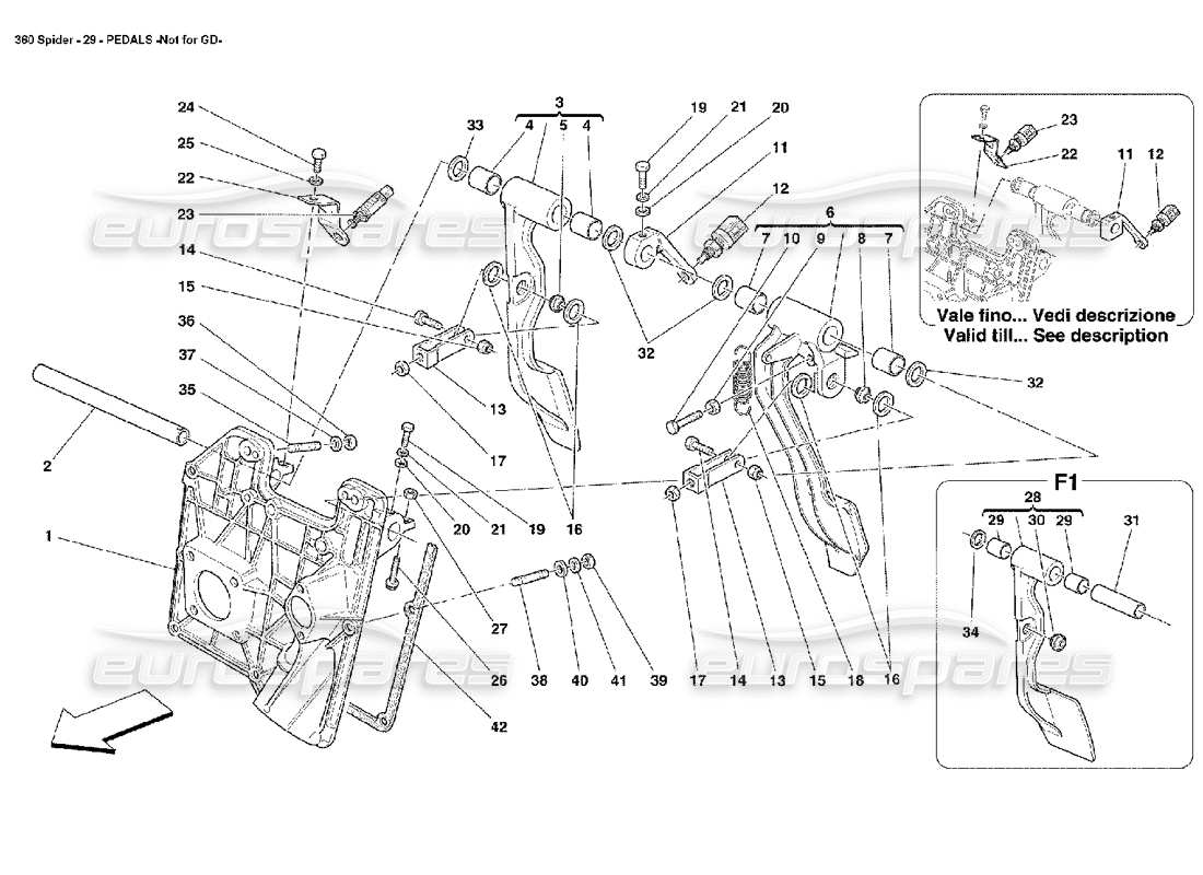 ferrari 360 spider pedale teilediagramm