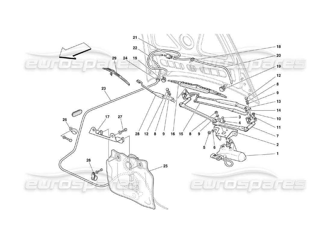 ferrari 360 challenge (2000) windschutzscheiben- und scheibe teilediagramm