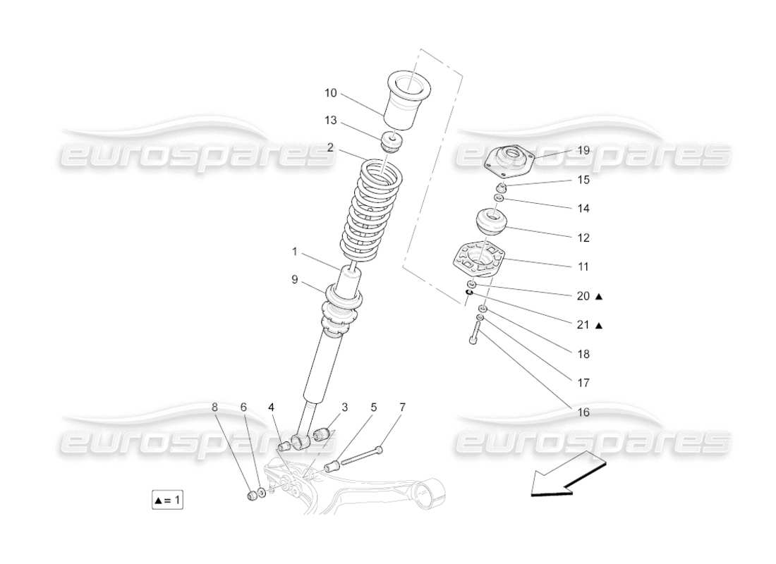 maserati grancabrio (2010) 4.7 vordere stossdämpfereinrichtungen teilediagramm