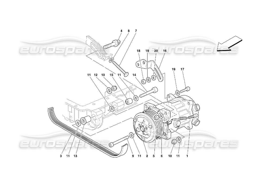 ferrari 355 (5.2 motronic) klimakompressor teilediagramm