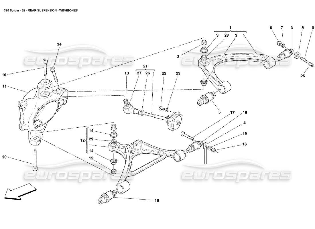 ferrari 360 spider hinterradaufhängung – querlenker teilediagramm