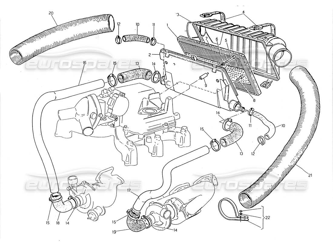 maserati 228 teilediagramm für luftfilter und leitungen