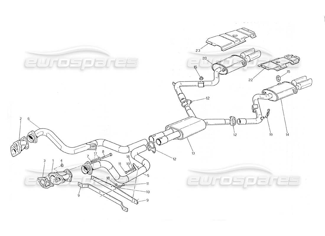 maserati 228 abgassystem ohne lackkatalysator-teilediagramm