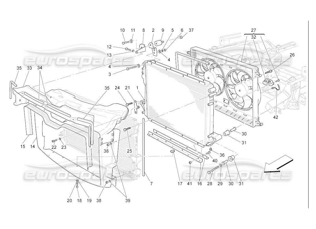 maserati qtp. (2007) 4.2 auto kühlung: luftkühler und kanäle teilediagramm