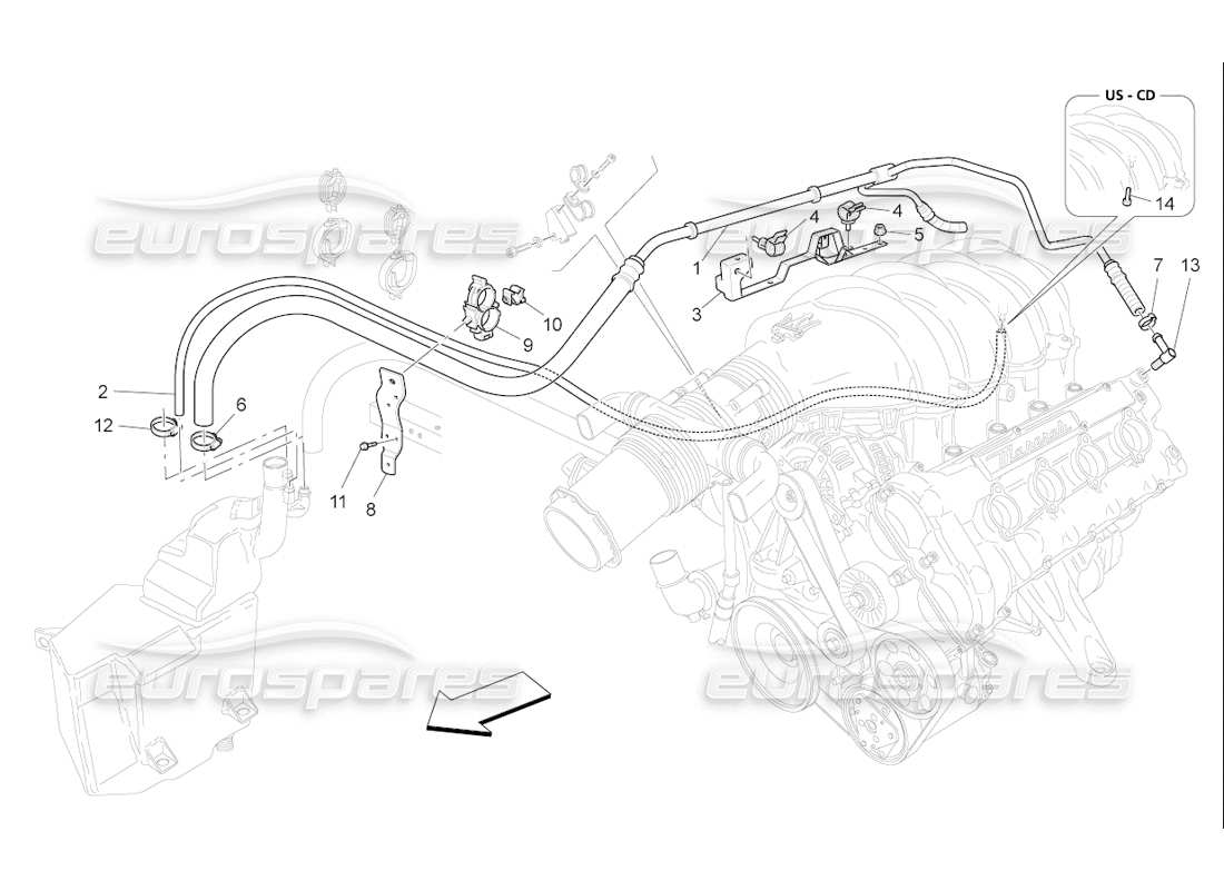 maserati qtp. (2006) 4.2 f1 öldampf-rezirkulationssystem teilediagramm