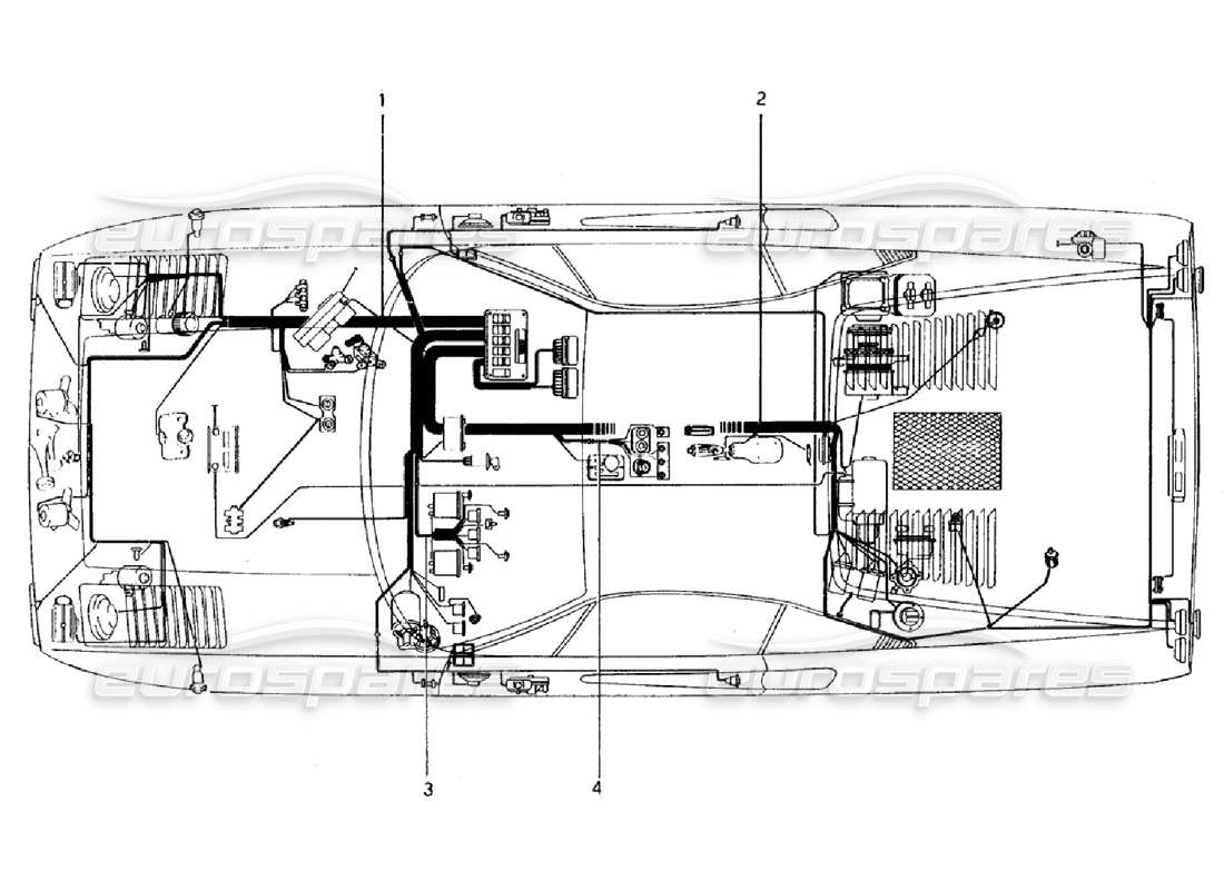 ferrari 308 gtb (1976) karosserieelektrik (gültig für rhd - aus-versionen) teilediagramm