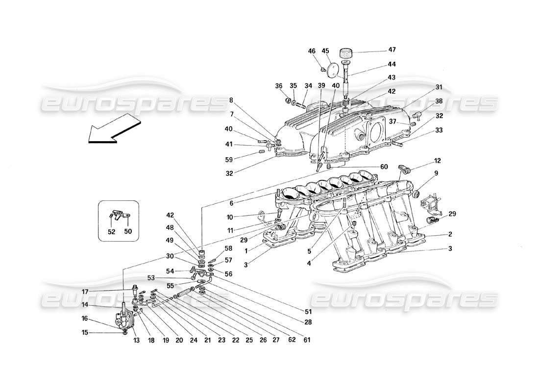ferrari 348 (1993) tb / ts teilediagramm für verteiler und abdeckungen