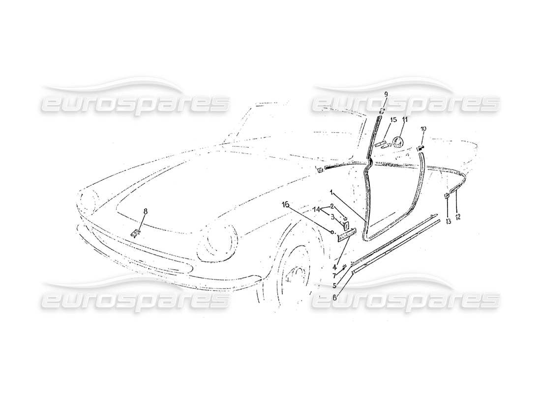 ferrari 275 (pininfarina coachwork) gruppo guernizioni esterne ersatzteildiagramm
