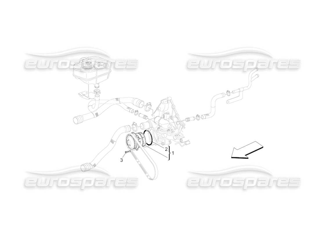 maserati grancabrio (2010) 4.7 kühlsystem: wasserpumpe teilediagramm