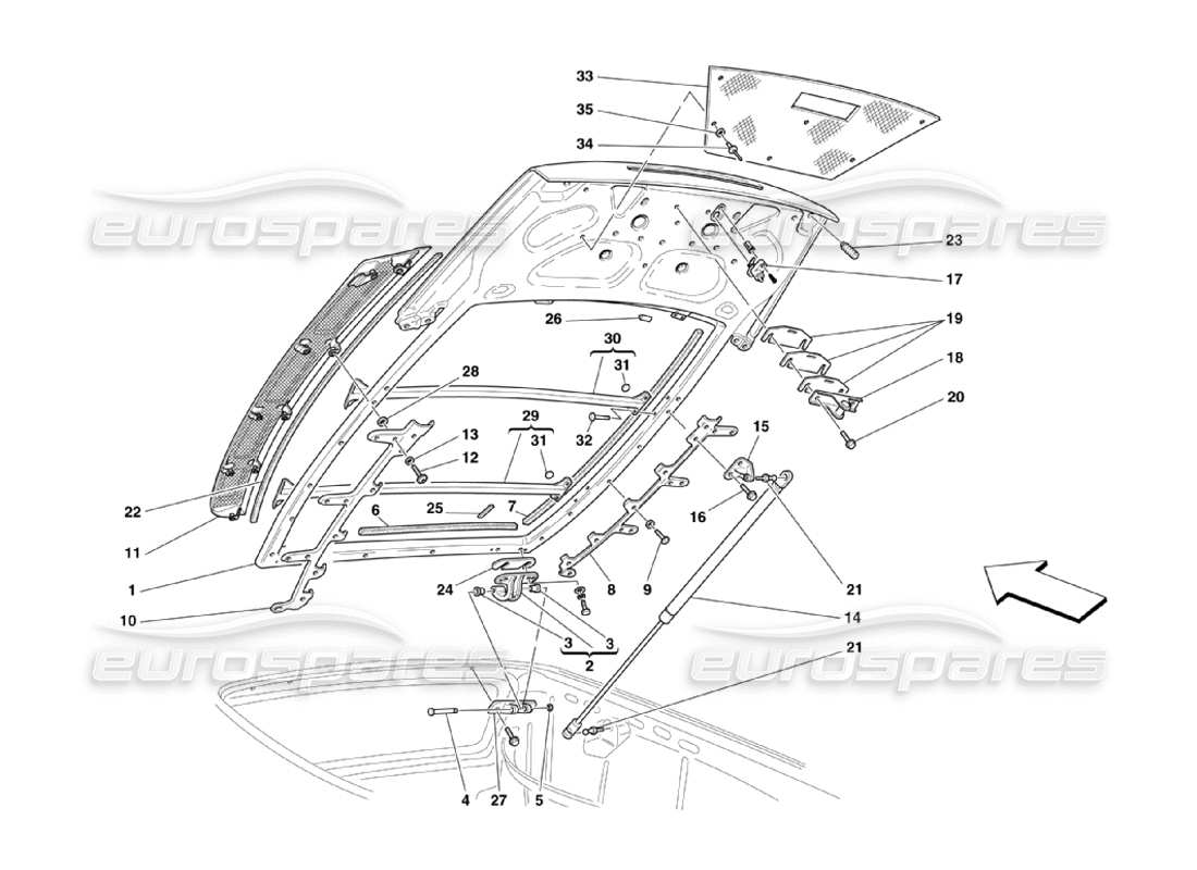 ferrari 360 challenge stradale motorhaube teilediagramm