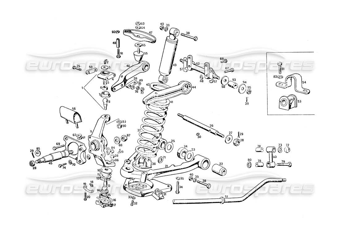 maserati khamsin vorderradaufhängung teilediagramm