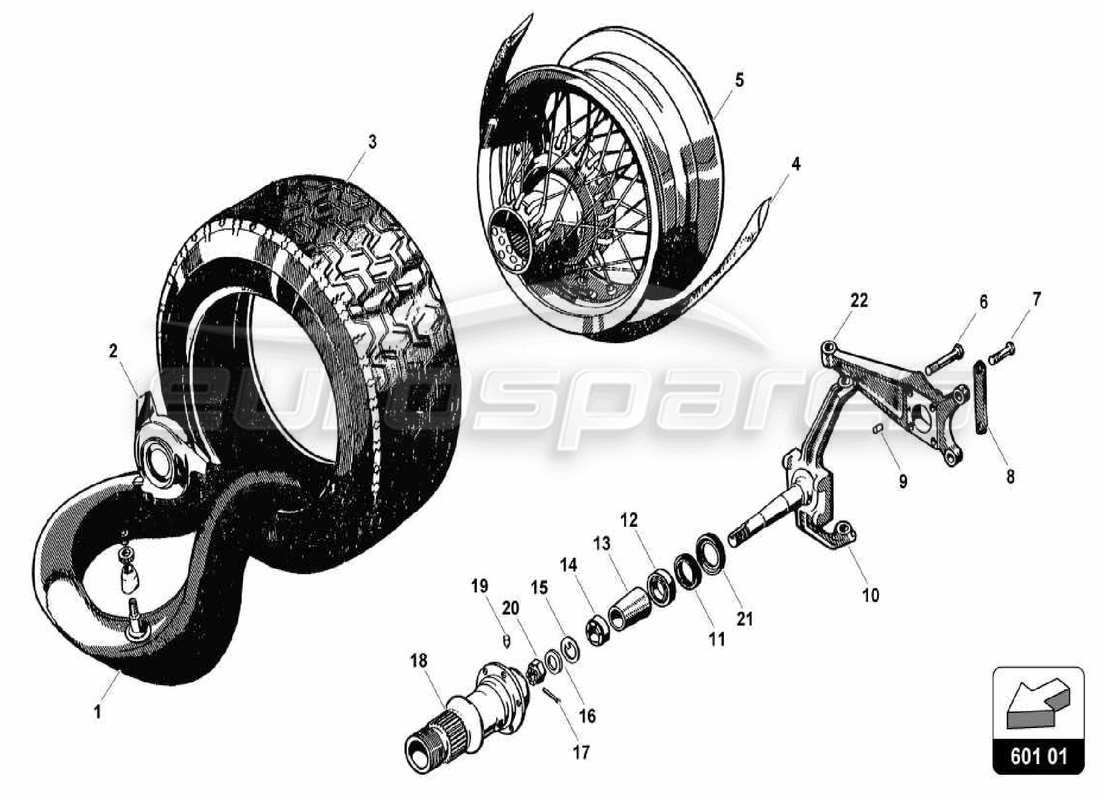 lamborghini 350 gt teilediagramm für vorderreifen