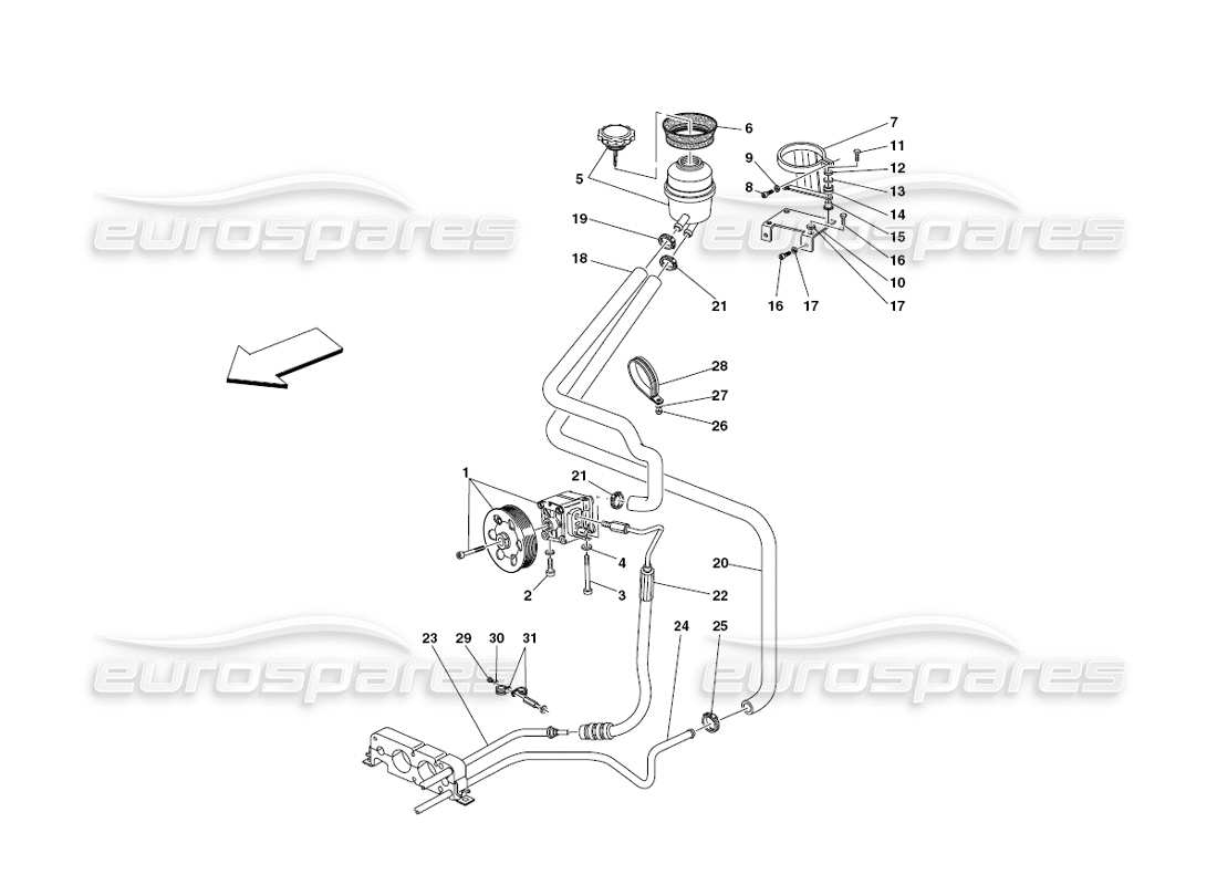 ferrari 430 challenge (2006) teilediagramm für hydraulische lenkpumpe und tank