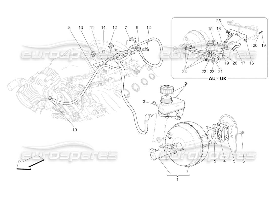 maserati grancabrio (2010) 4.7 bremsservosystem teilediagramm