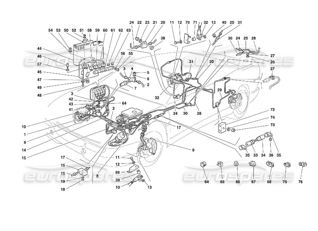ferrari 355 (2.7 motronic) bremssystem teilediagramm
