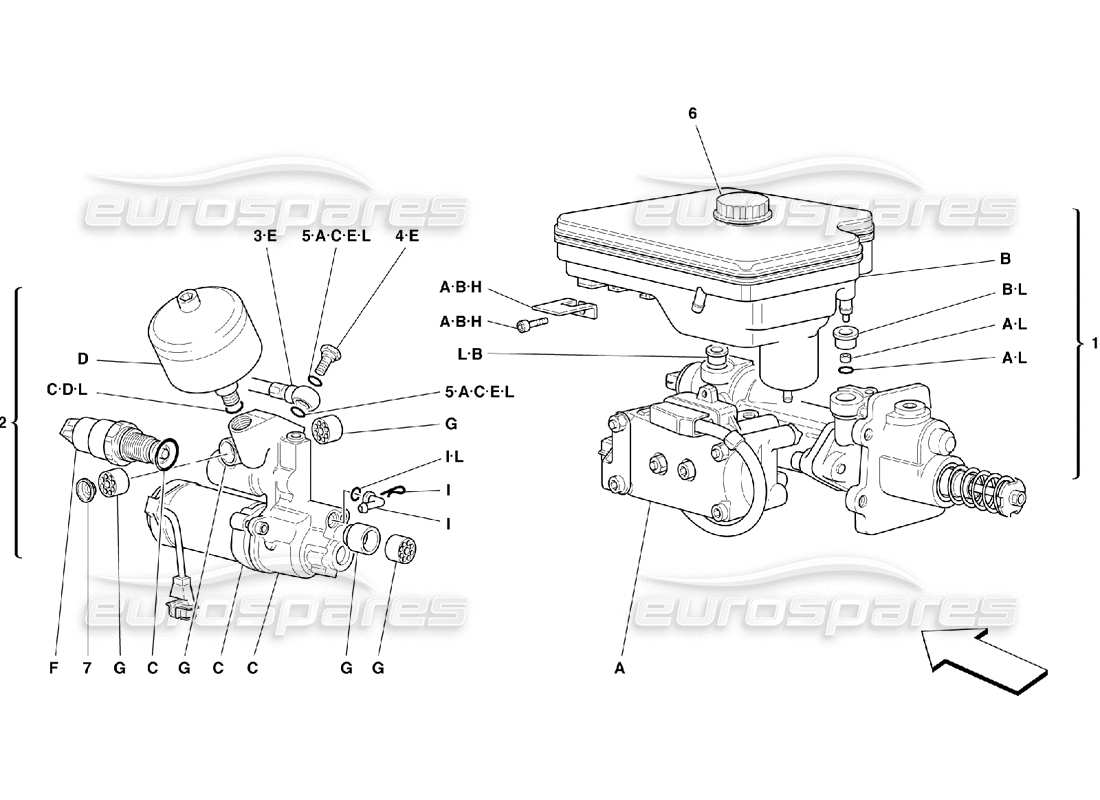 ferrari 355 (2.7 motronic) hydrauliksystem für abs-teilediagramm