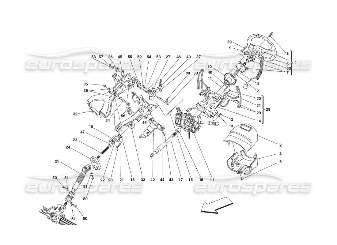 ferrari 430 challenge (2006) lenksäule teilediagramm