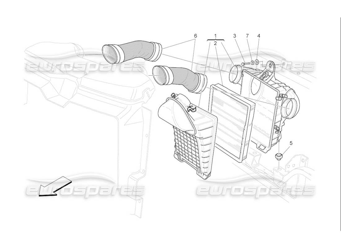 maserati qtp. (2007) 4.2 f1 luftfilter, lufteinlass und kanäle teilediagramm