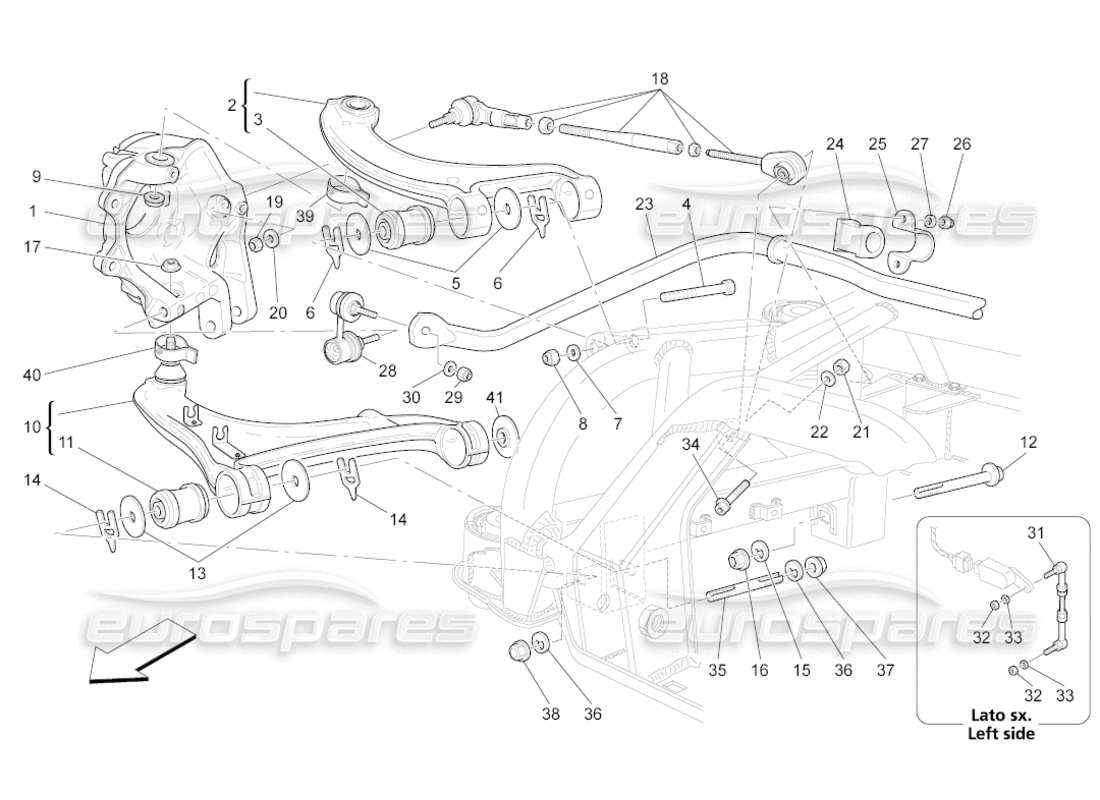 maserati grancabrio (2010) 4.7 hinterradaufhängung teilediagramm