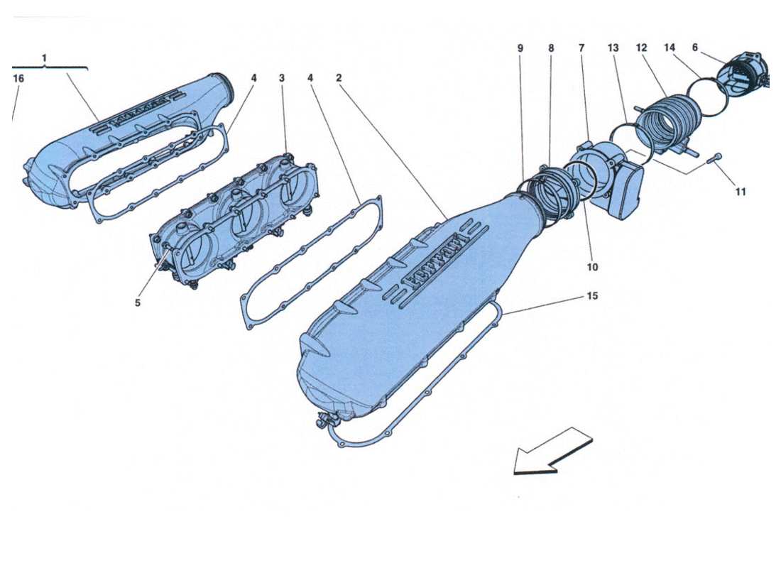 ferrari 458 challenge abdeckung des ansaugkrümmers teilediagramm